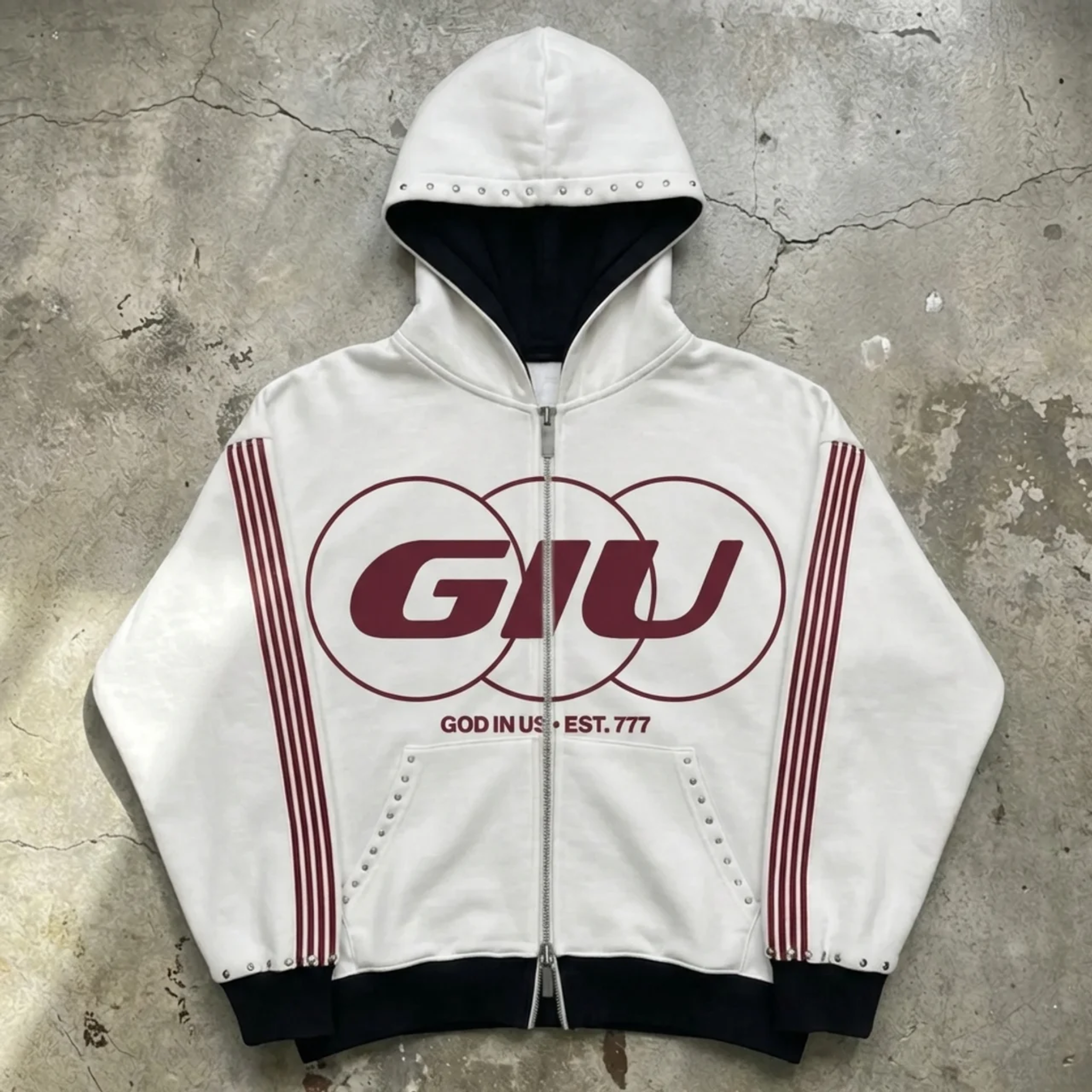 Divine Circuit - Studded Full Zip Hoodie – GODINUS