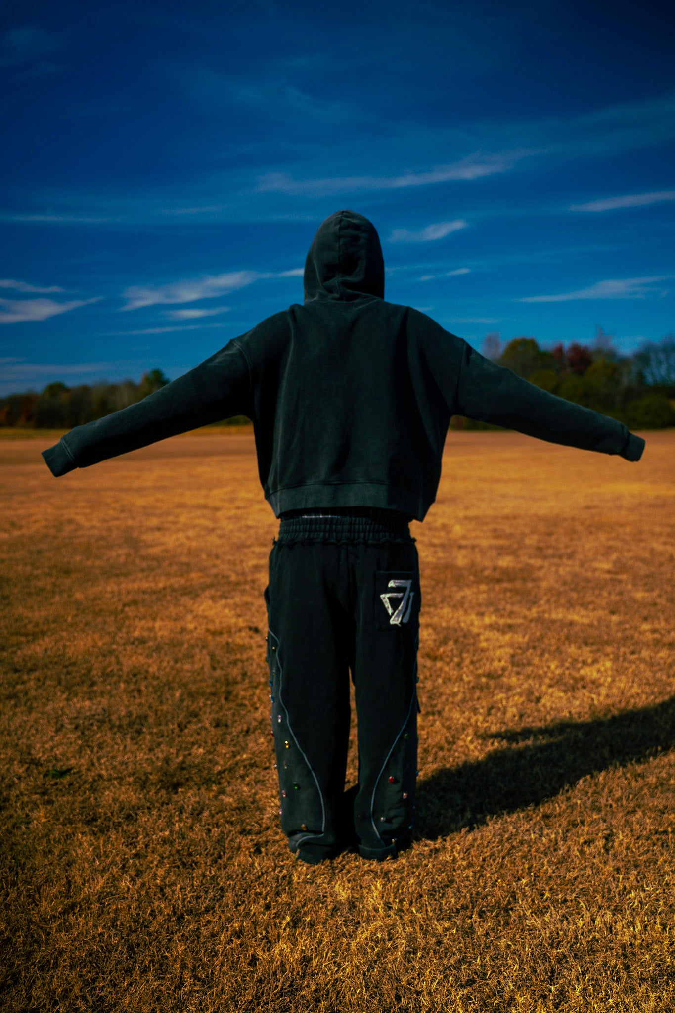 Multi-Colored Gemstone Pants in Stone Black