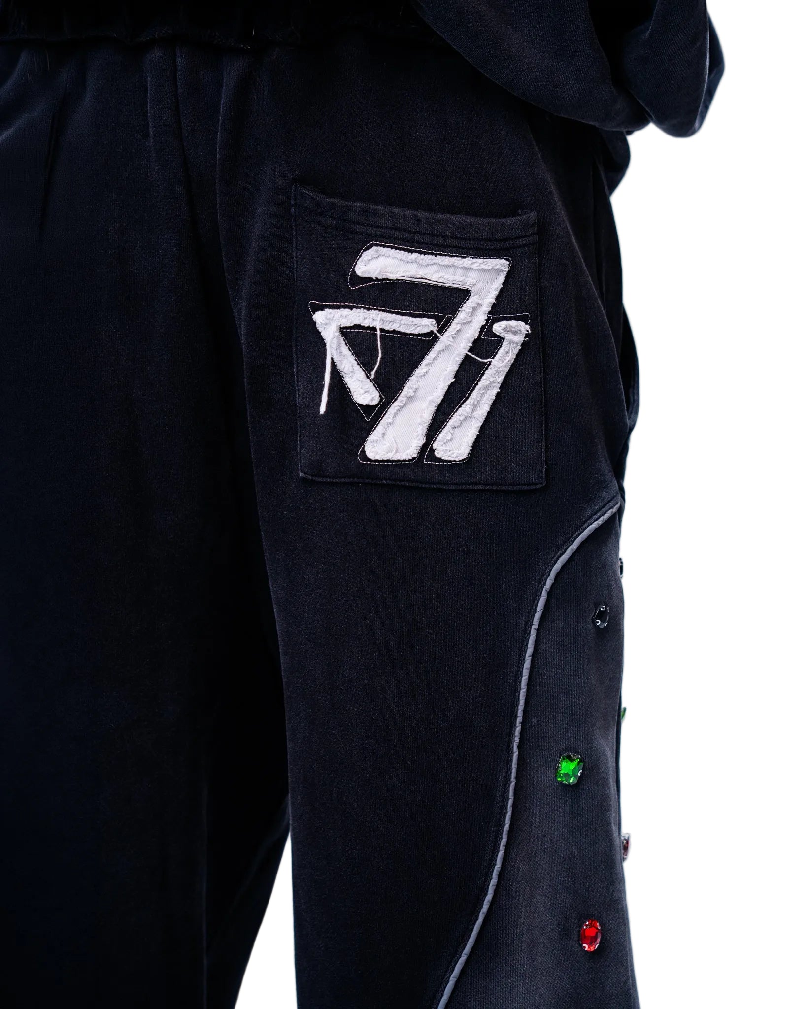 Multi-Colored Gemstone Pants in Stone Black