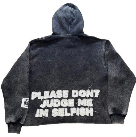 Please Don't Judge Me - Black Rhinestone Hoodie