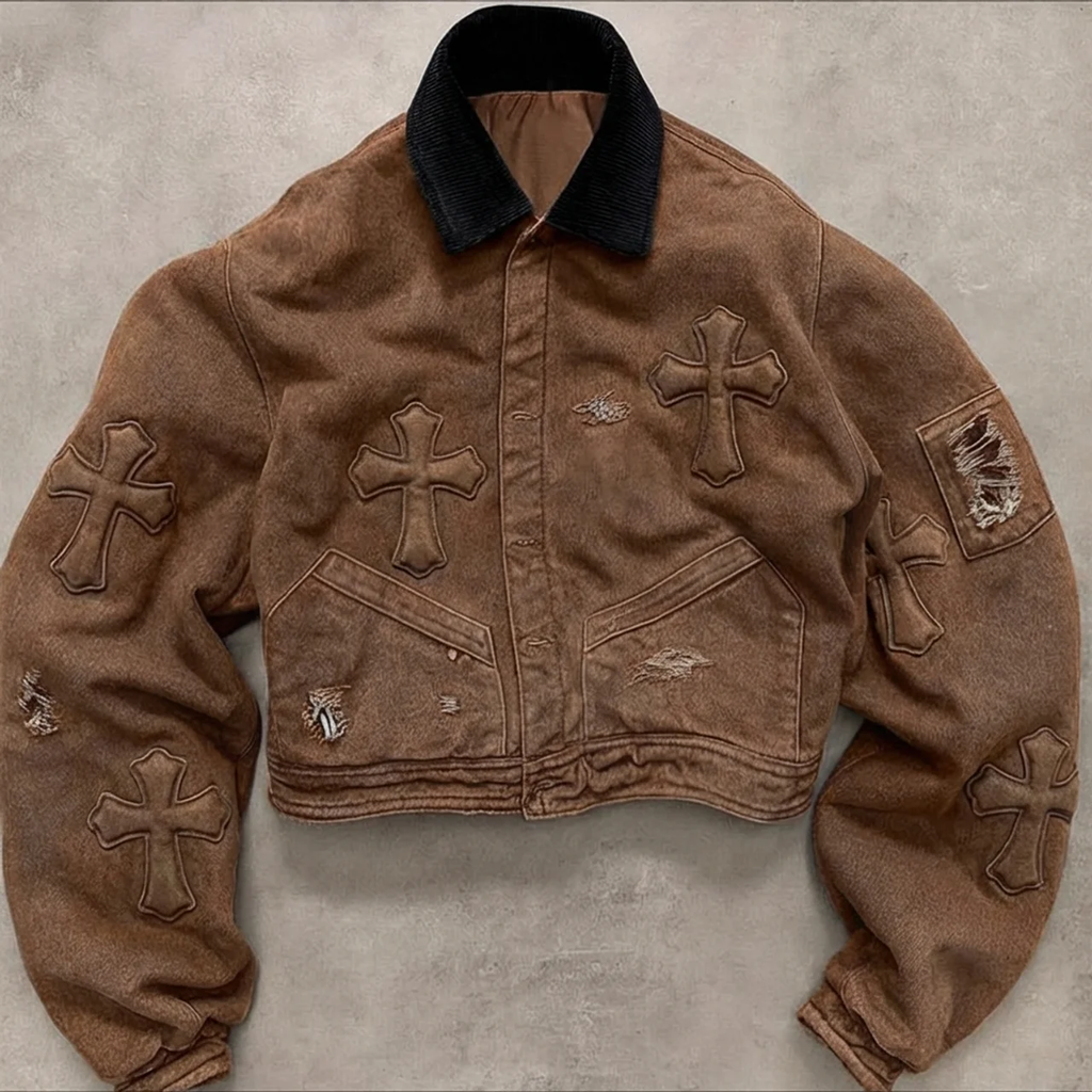 Sanctified Ashes - Distressed Cross Work Jacket