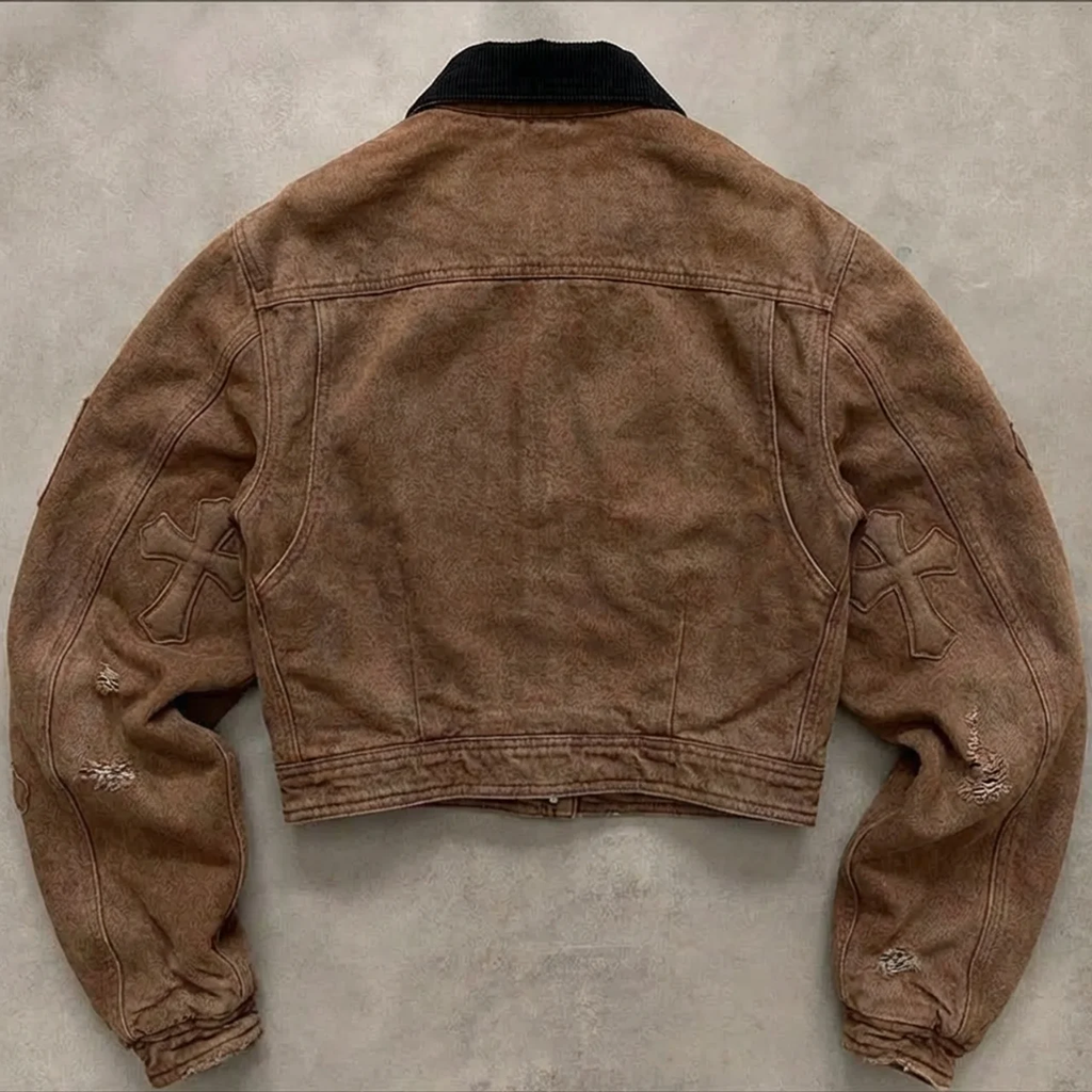 Sanctified Ashes - Distressed Cross Work Jacket